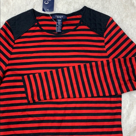 NWT CHAPS Red Black Striped Top SMALL - Picture 3 of 8